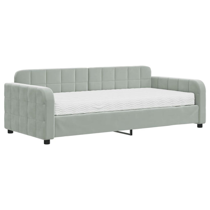 daybed med madras 90x190 cm velour lysegrå