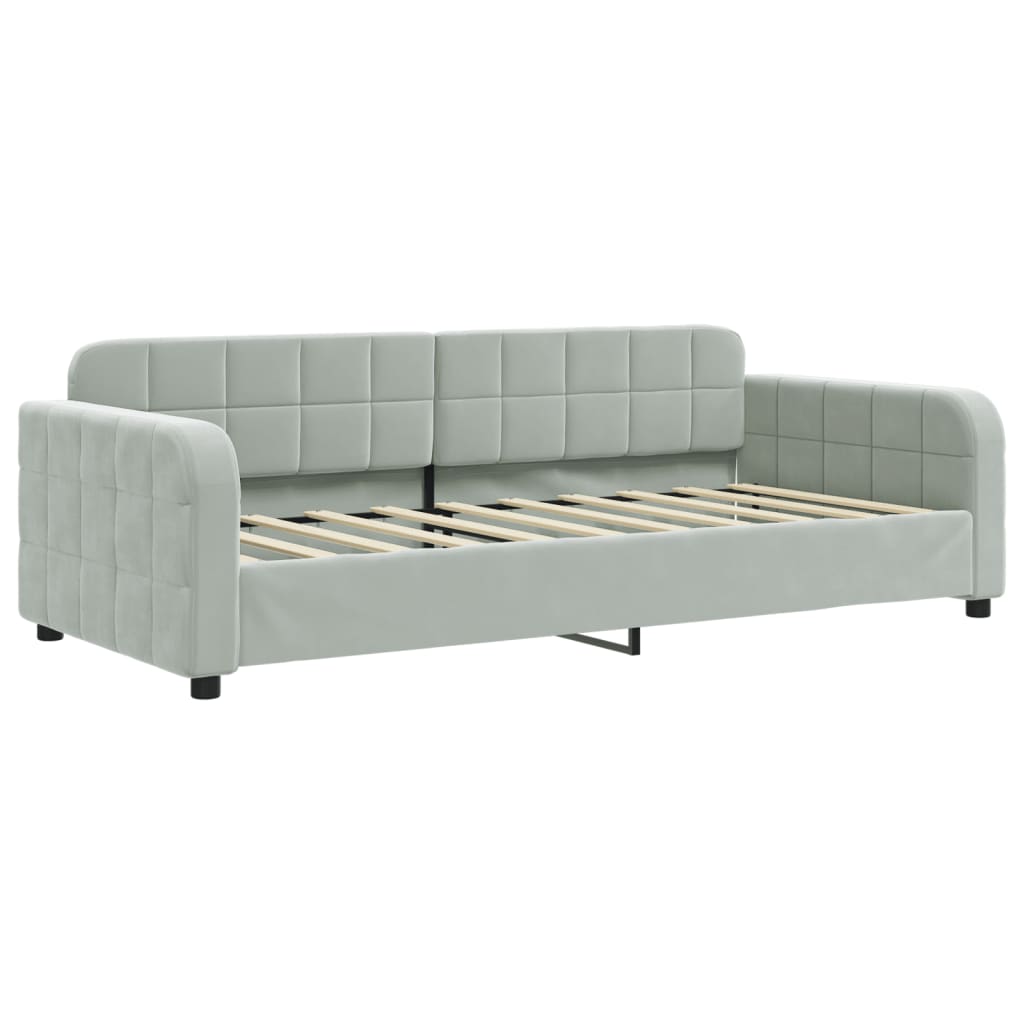 daybed med madras 90x190 cm velour lysegrå