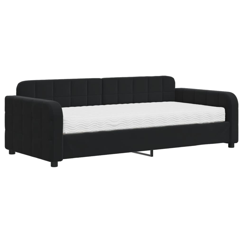 daybed med madras 90x190 cm velour sort