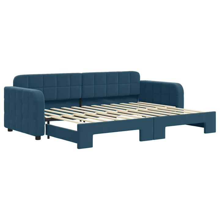 daybed med udtræk 80x200 cm velour blå