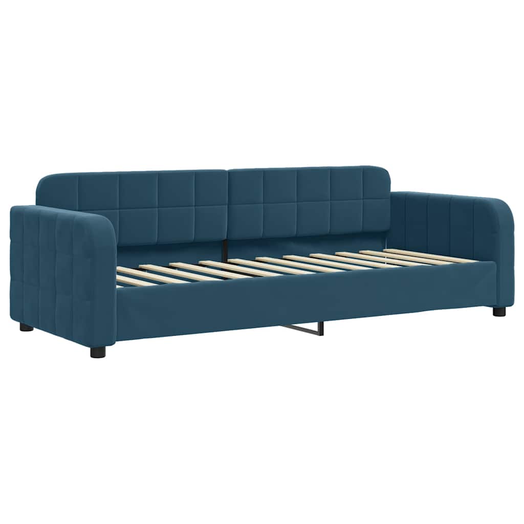 daybed med udtræk 80x200 cm velour blå