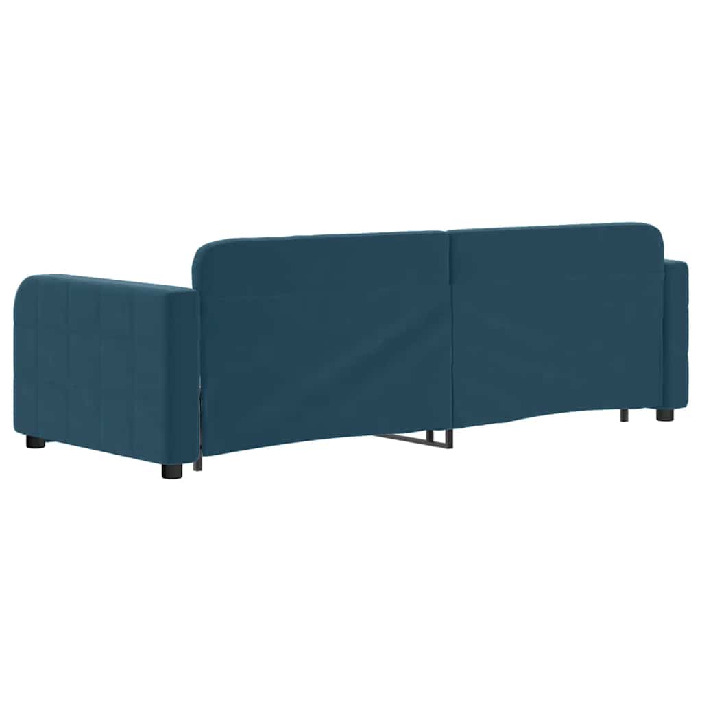 daybed med udtræk 80x200 cm velour blå