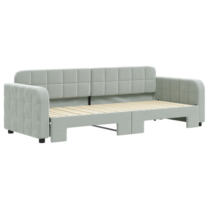 daybed med udtræk 80x200 cm velour lysegrå