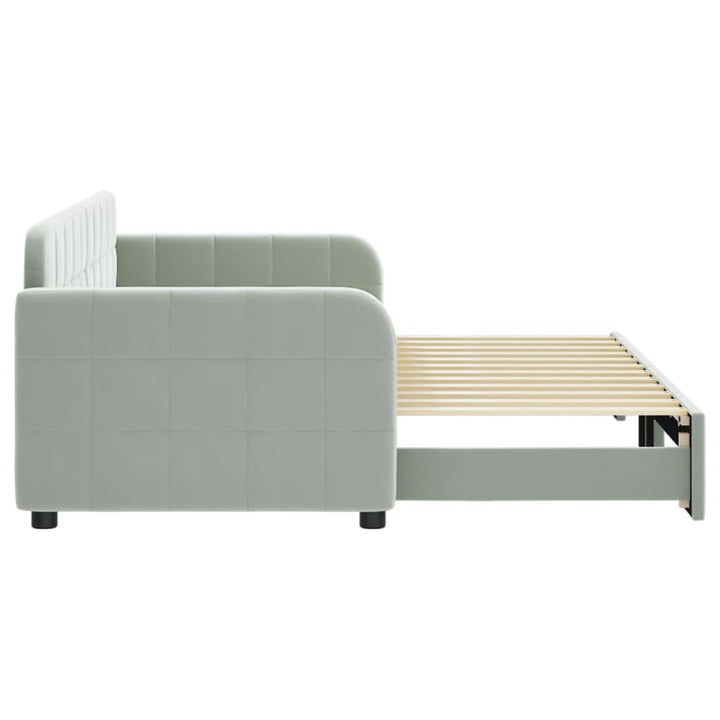 daybed med udtræk 80x200 cm velour lysegrå