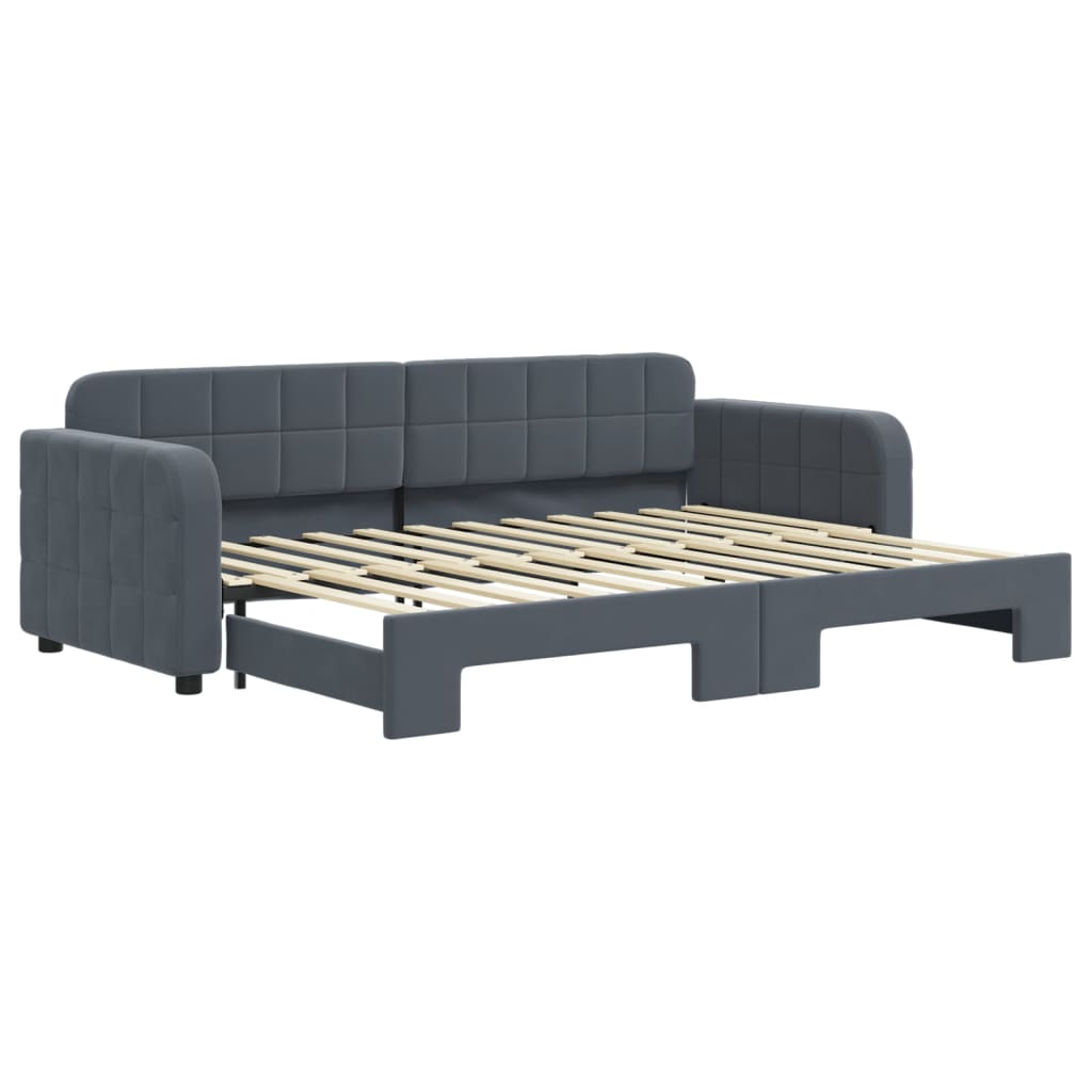 daybed med udtræk 80x200 cm velour mørkegrå