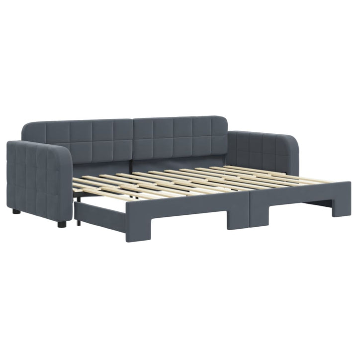 daybed med udtræk 80x200 cm velour mørkegrå