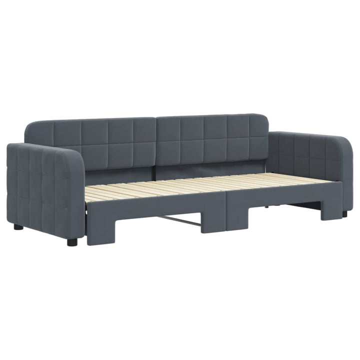 daybed med udtræk 80x200 cm velour mørkegrå
