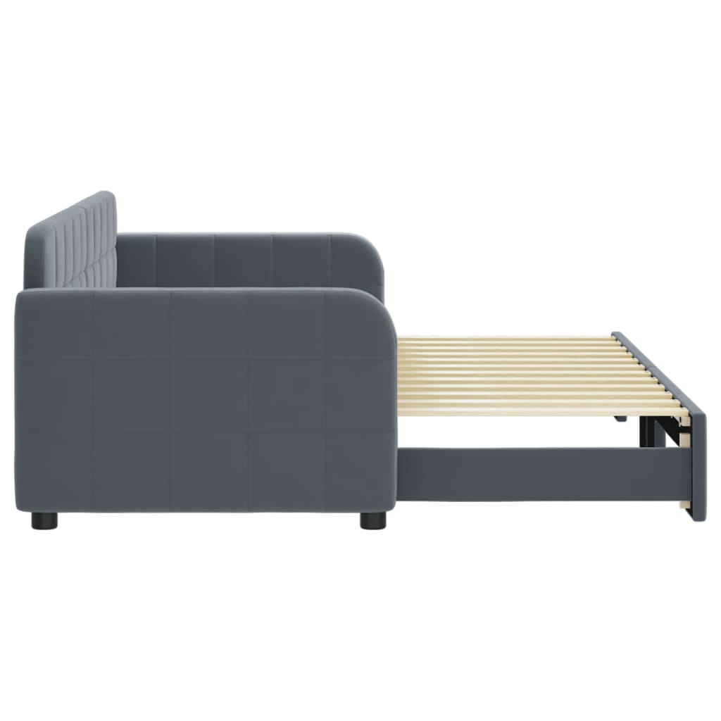 daybed med udtræk 80x200 cm velour mørkegrå