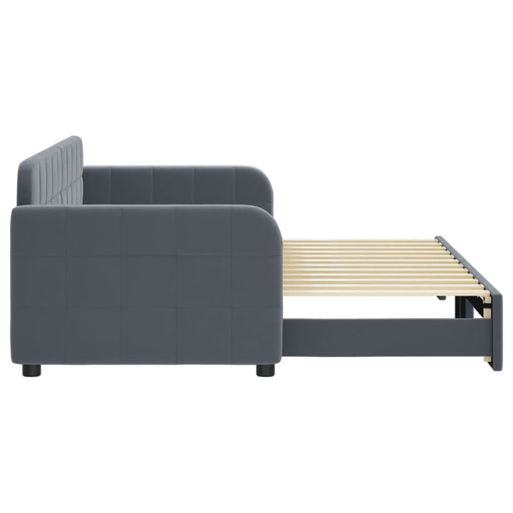 daybed med udtræk 80x200 cm velour mørkegrå