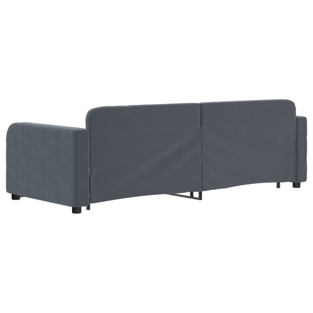 daybed med udtræk 80x200 cm velour mørkegrå