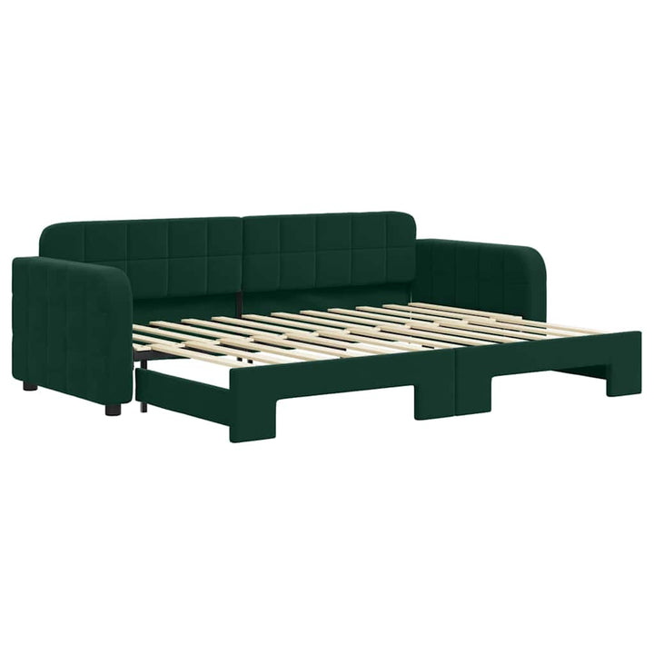 daybed med udtræk 80x200 cm velour mørkegrøn