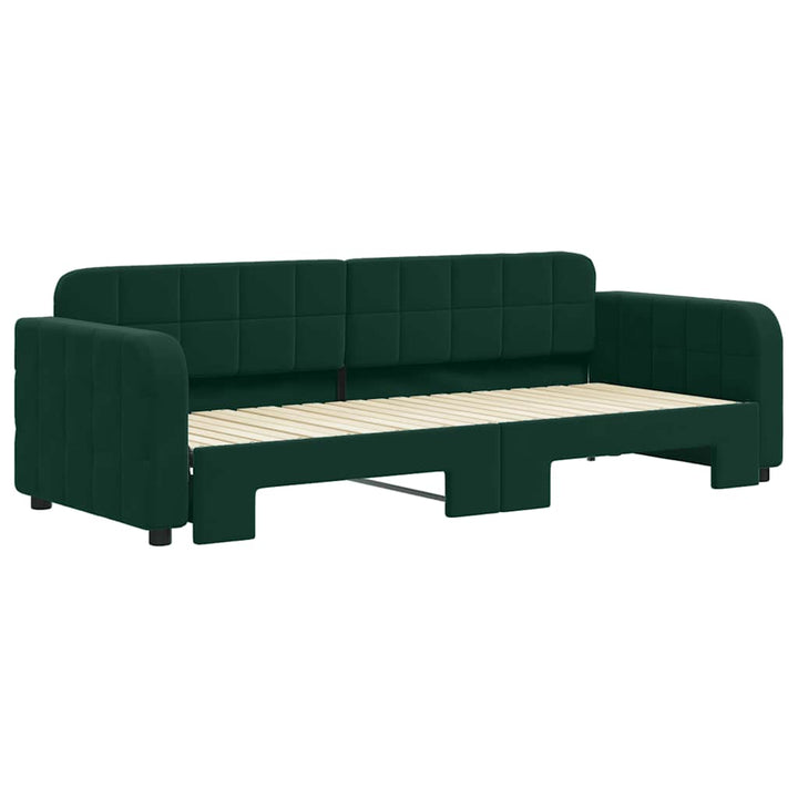 daybed med udtræk 80x200 cm velour mørkegrøn