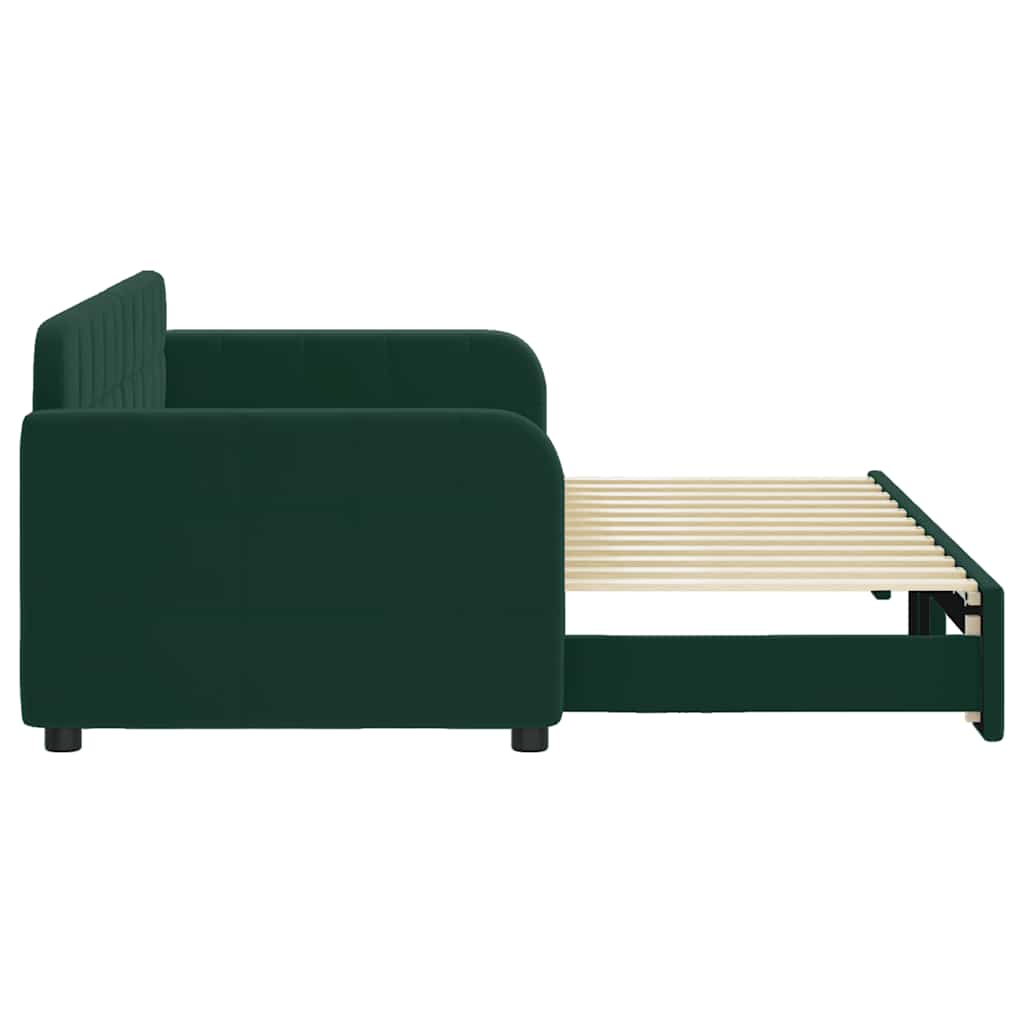daybed med udtræk 80x200 cm velour mørkegrøn