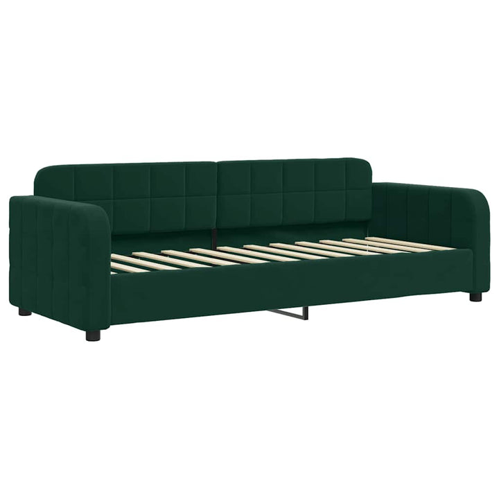 daybed med udtræk 80x200 cm velour mørkegrøn