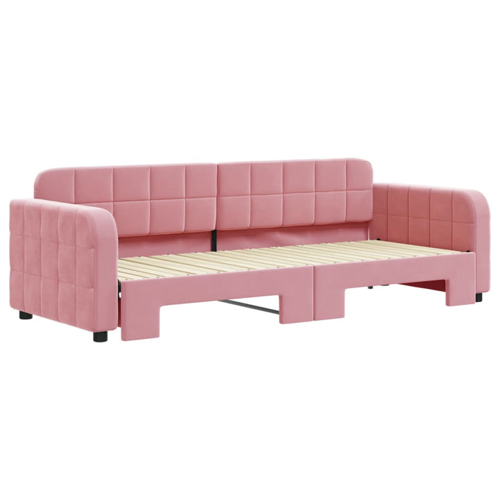 daybed med udtræk 80x200 cm velour lyserød