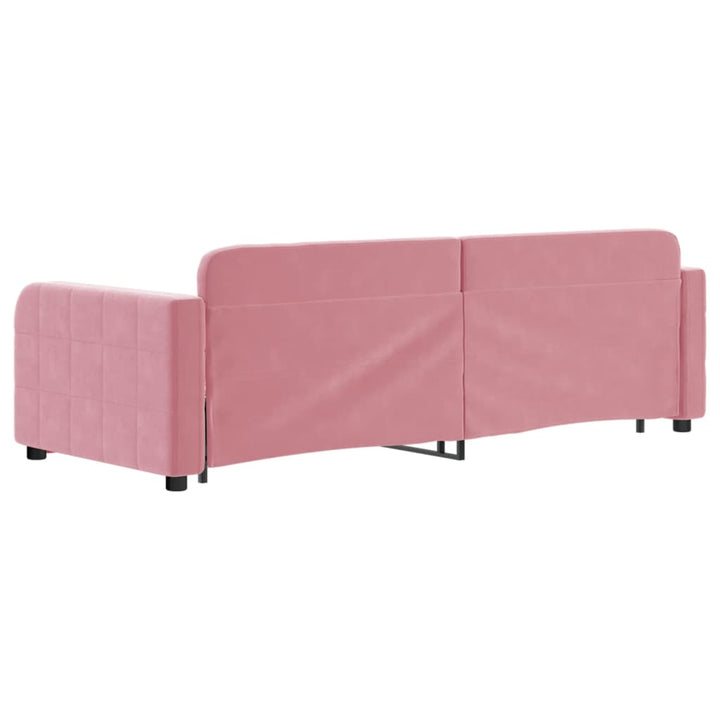 daybed med udtræk 80x200 cm velour lyserød