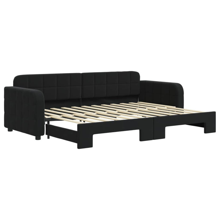 daybed med udtræk 80x200 cm velour sort