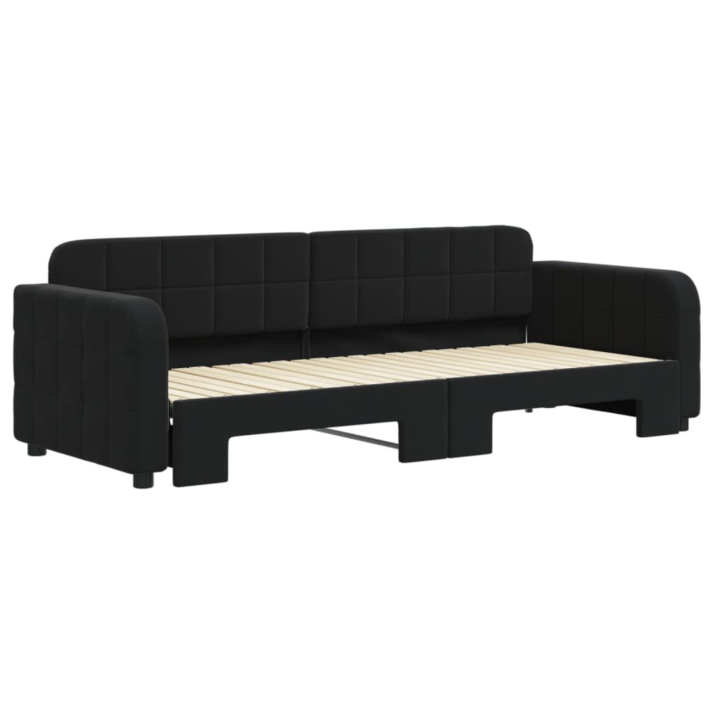 daybed med udtræk 80x200 cm velour sort