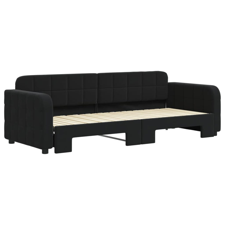 daybed med udtræk 80x200 cm velour sort