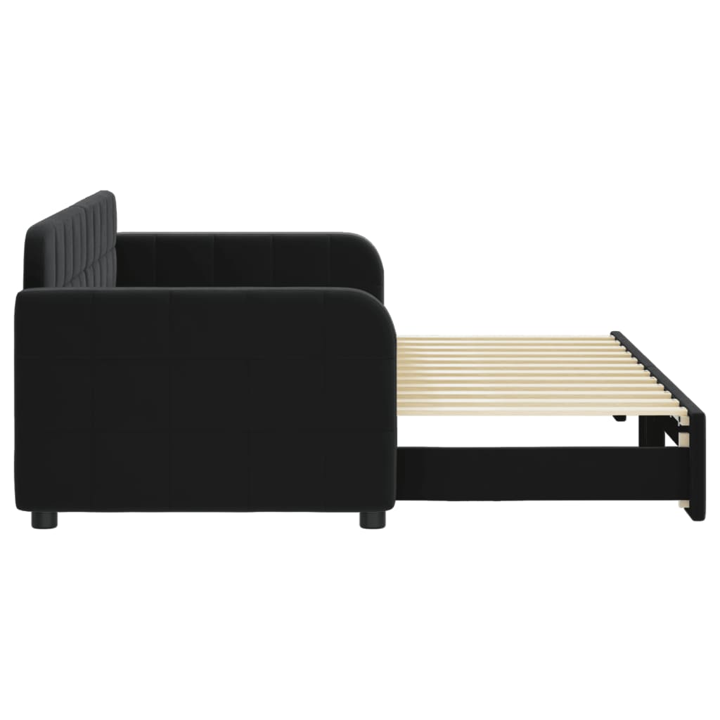 daybed med udtræk 80x200 cm velour sort