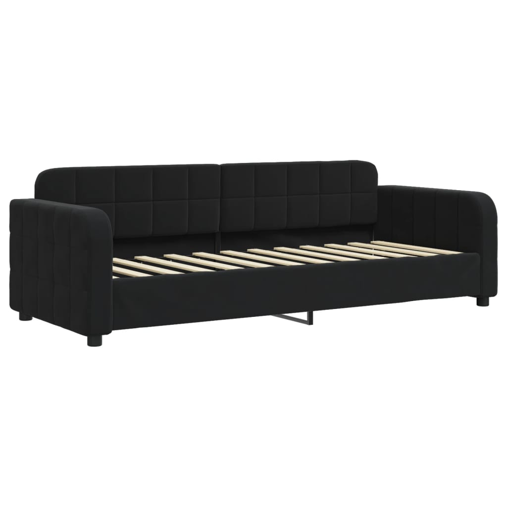 daybed med udtræk 80x200 cm velour sort