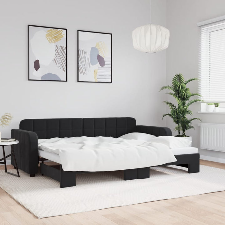 daybed med udtræk 80x200 cm velour sort