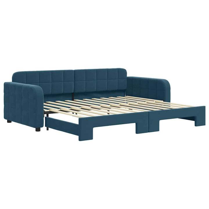 daybed med udtræk 90x200 cm velour blå