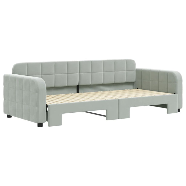 daybed med udtræk 90x200 cm velour lysegrå