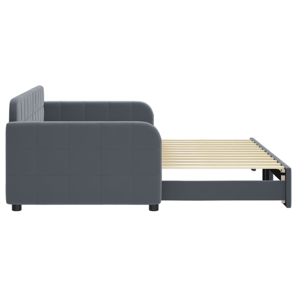 daybed med udtræk 90x200 cm velour mørkegrå