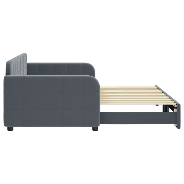 daybed med udtræk 90x200 cm velour mørkegrå