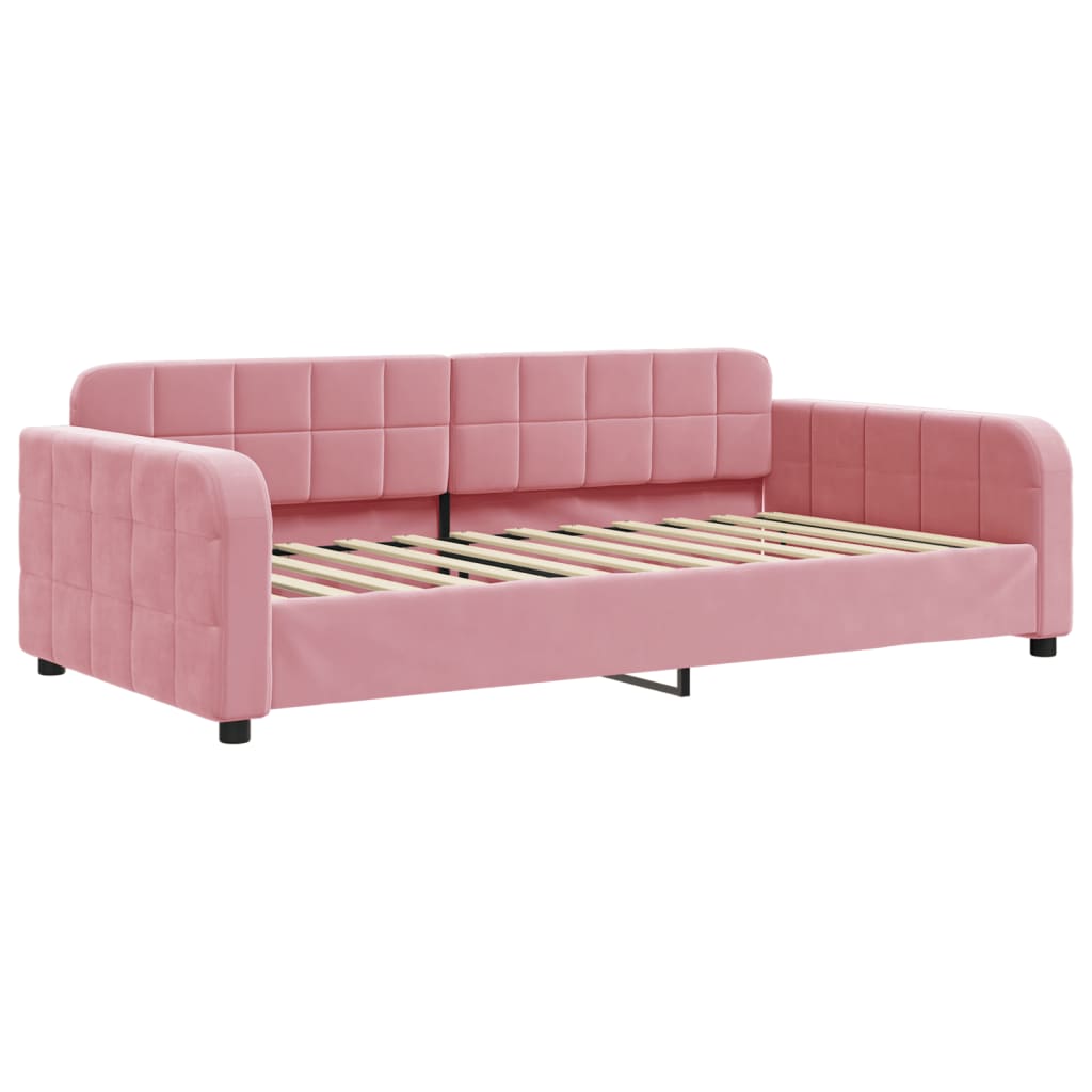 daybed med udtræk 90x200 cm velour lyserød
