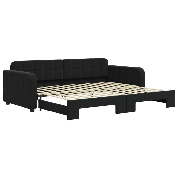 daybed med udtræk 90x200 cm velour sort