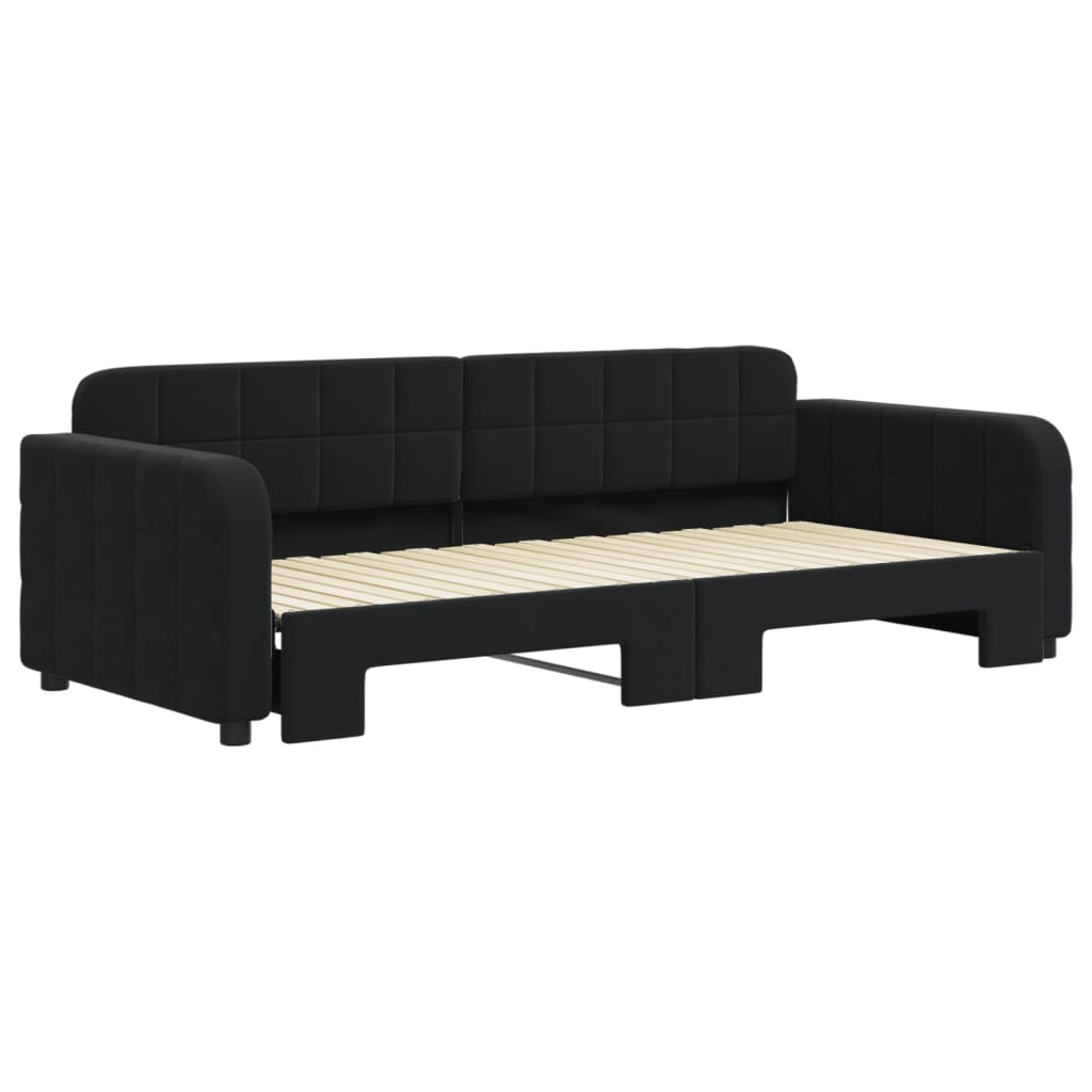 daybed med udtræk 90x200 cm velour sort