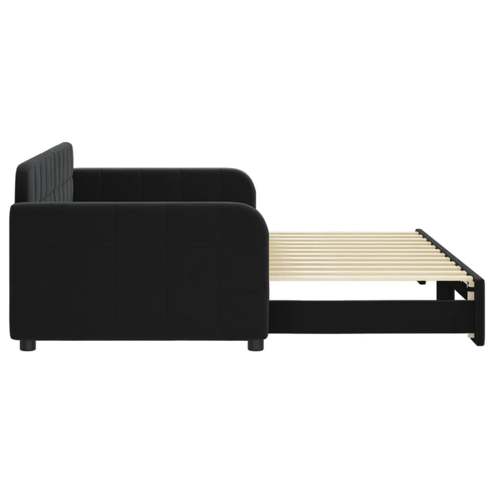 daybed med udtræk 90x200 cm velour sort
