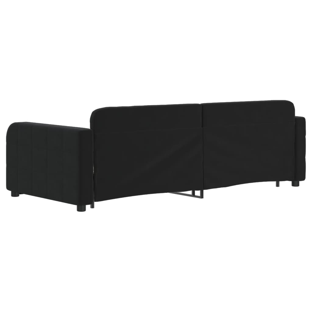 daybed med udtræk 90x200 cm velour sort
