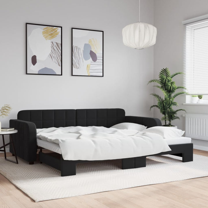 daybed med udtræk 90x200 cm velour sort