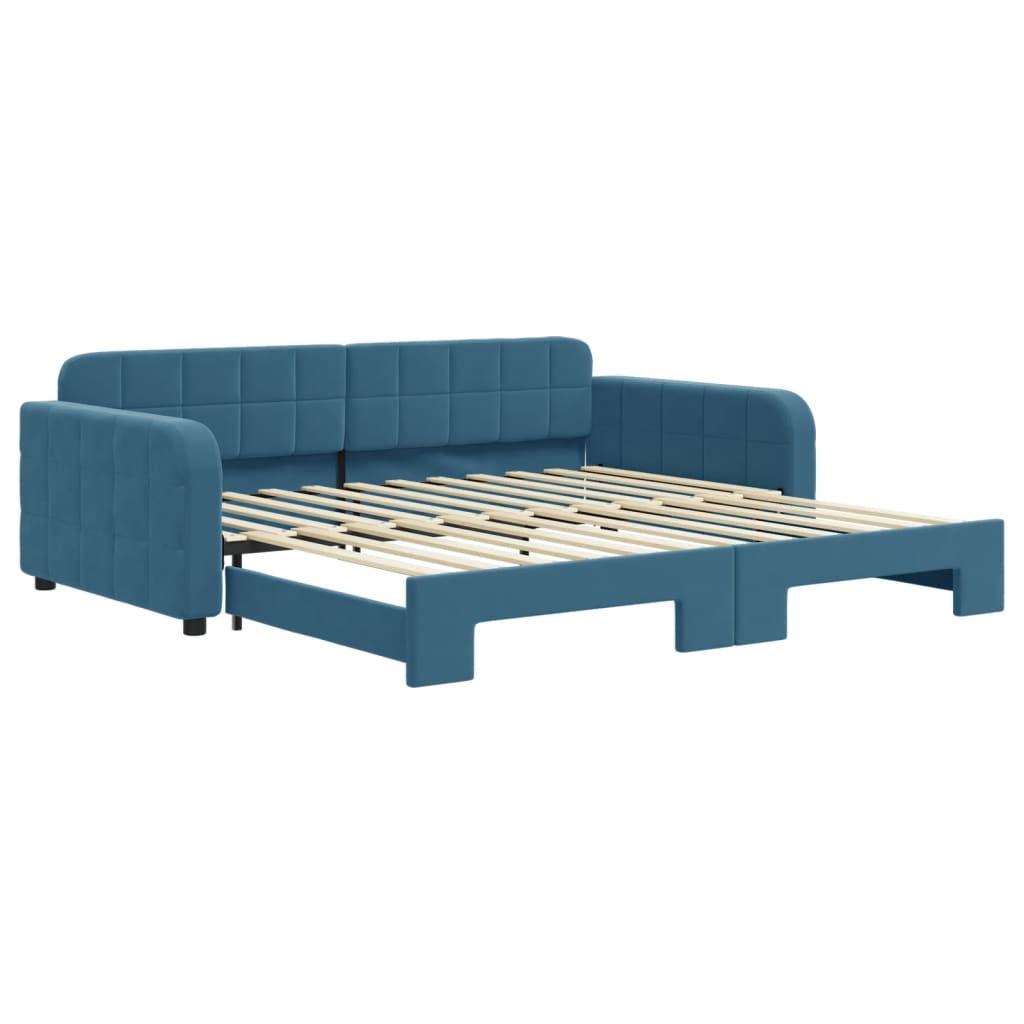 daybed med udtræk 100x200 cm velour blå