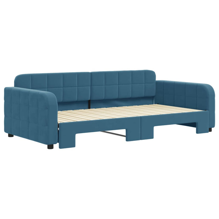 daybed med udtræk 100x200 cm velour blå