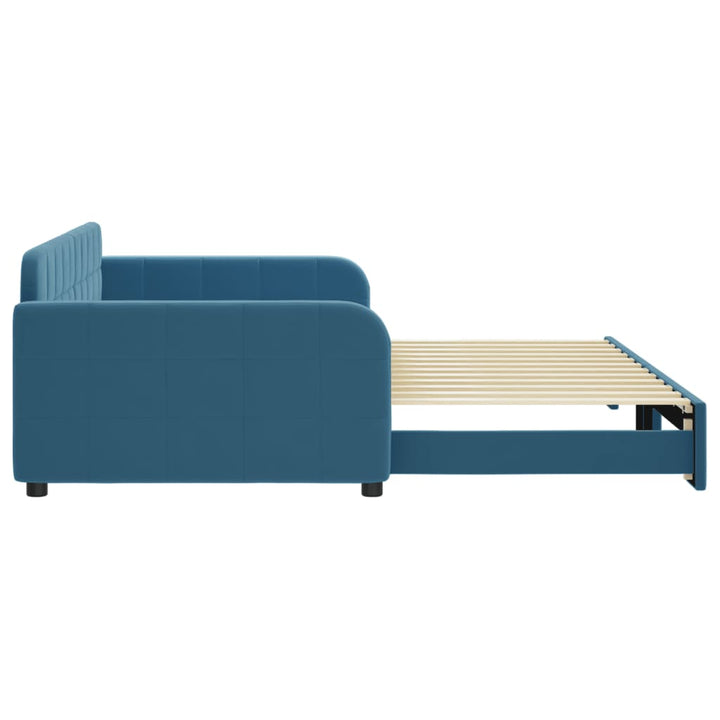 daybed med udtræk 100x200 cm velour blå