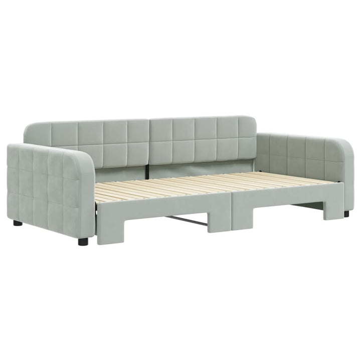daybed med udtræk 100x200 cm velour lysegrå