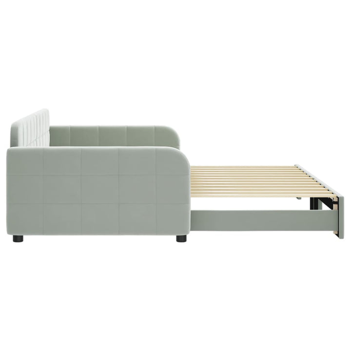 daybed med udtræk 100x200 cm velour lysegrå