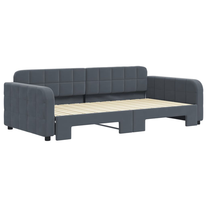 daybed med udtræk 100x200 cm velour mørkegrå