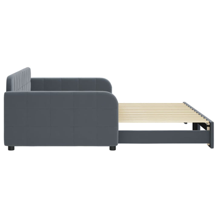 daybed med udtræk 100x200 cm velour mørkegrå