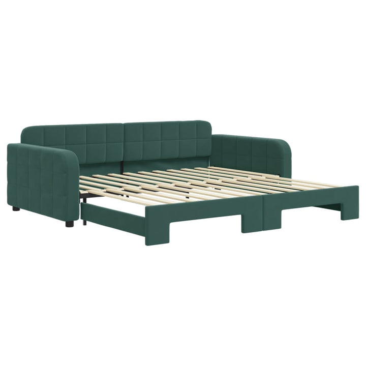daybed med udtræk 100x200 cm velour mørkegrøn