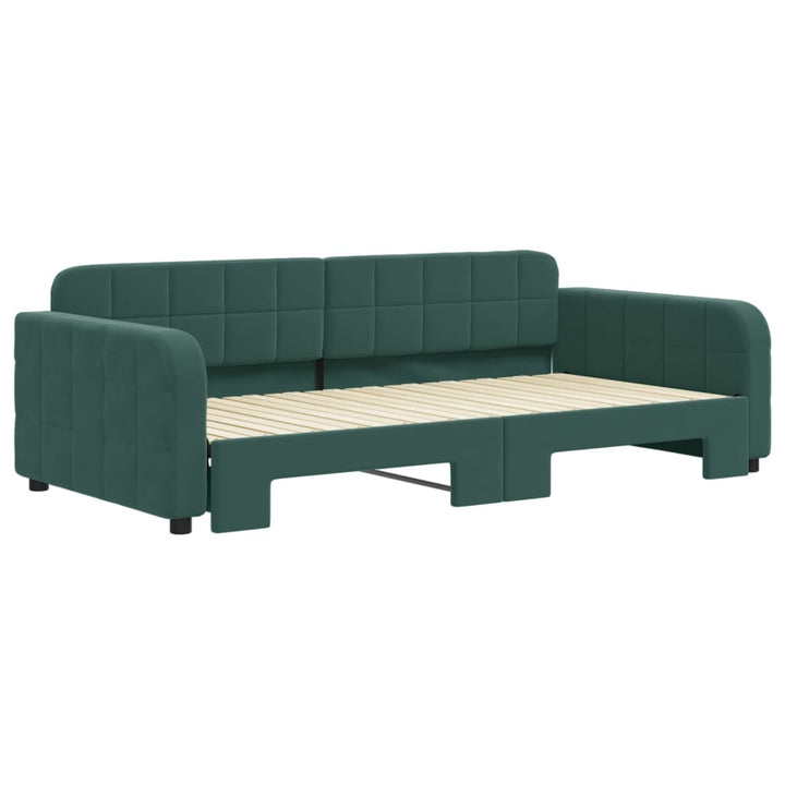 daybed med udtræk 100x200 cm velour mørkegrøn
