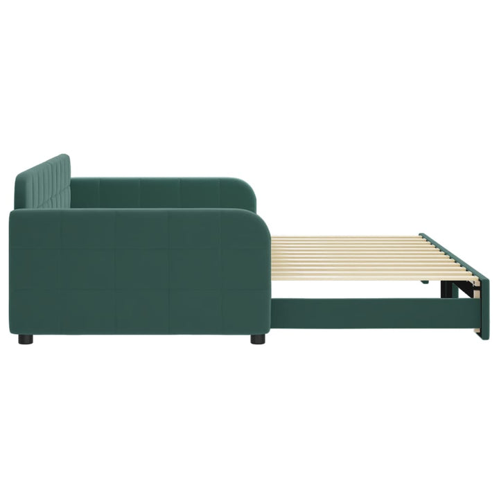 daybed med udtræk 100x200 cm velour mørkegrøn