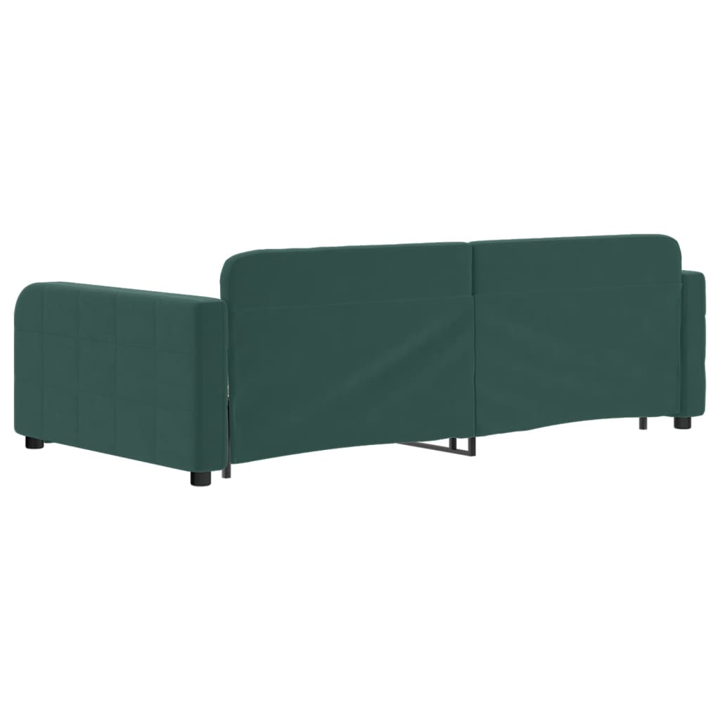 daybed med udtræk 100x200 cm velour mørkegrøn