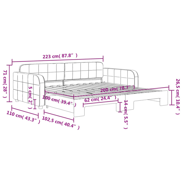 daybed med udtræk 100x200 cm velour mørkegrøn
