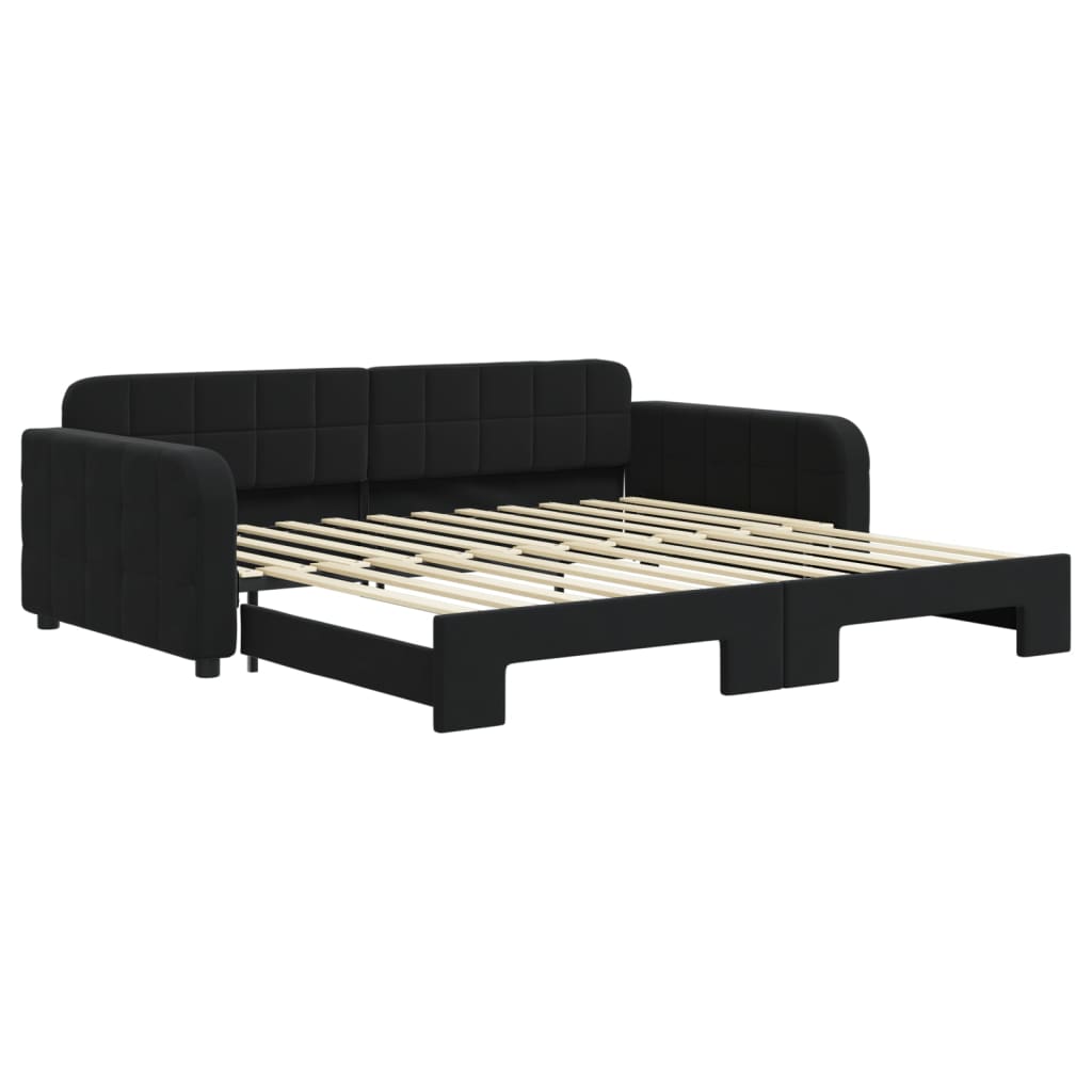 daybed med udtræk 100x200 cm velour sort