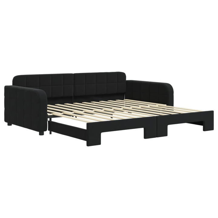 daybed med udtræk 100x200 cm velour sort